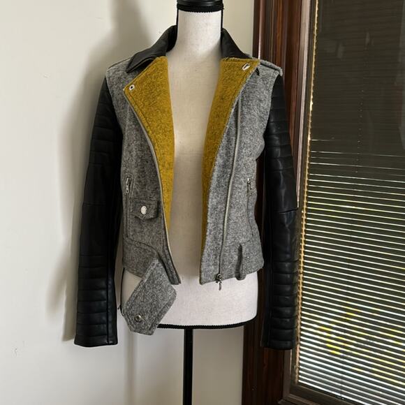 Armani Exchange | Multicolor Wool/Leather Jacket Size XS - Picture 4 of 16